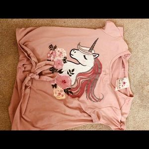 Pink unicorn tie up T-shirt